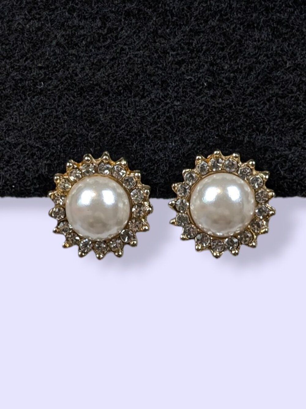 (2/$20) Rhinestone & Faux Pearl Cabochon Earrings